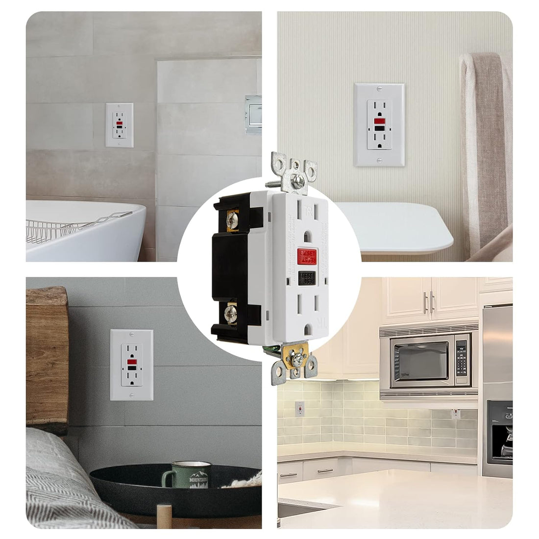 15 Amp GFCI Outlet – Tamper Resistant Self-Test GFI Receptacle with LED Indicator